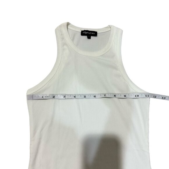 Ribbed Asymmetrical Tank Midi Dress White Small - Picture 7 of 8
